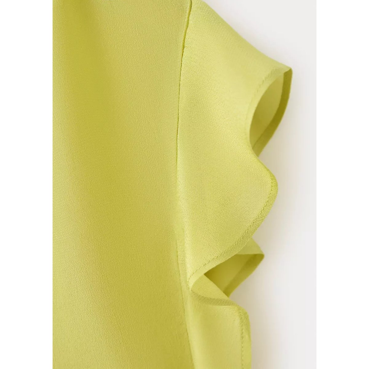 Blouse satinée col V citron vert, MANGO TEEN