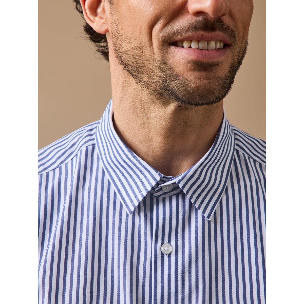 Chemise coton biologique - coupe ajustée rayure bico bleu, CYRILLUS