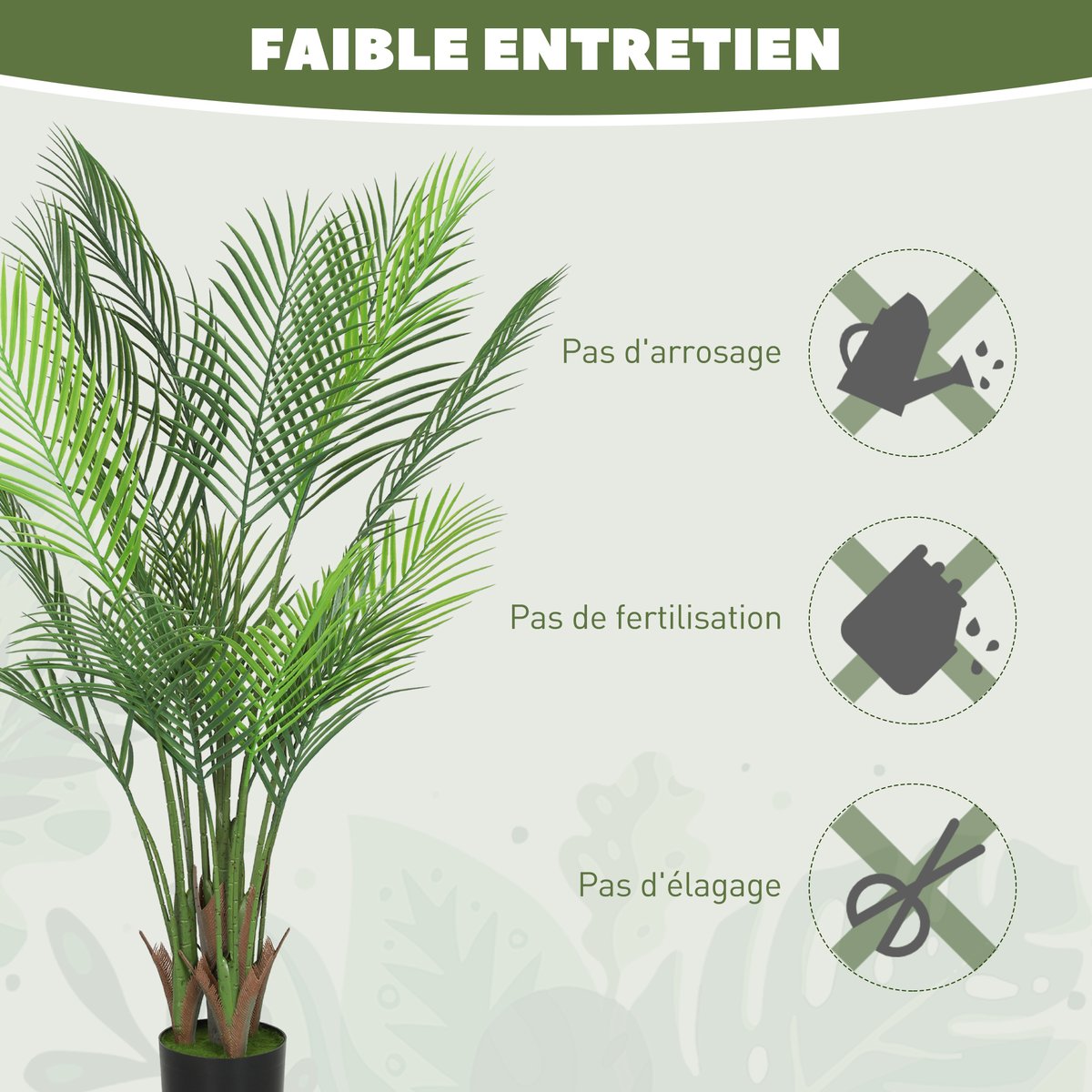 Palmier artificiel Plastique Vert vert, HOMCOM