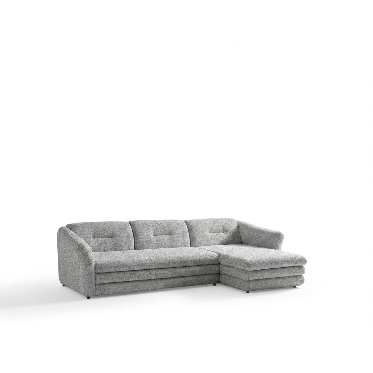 Canapé d'angle fixe 4 places en tissu chiné, MARBLE gris, BOBOCHIC