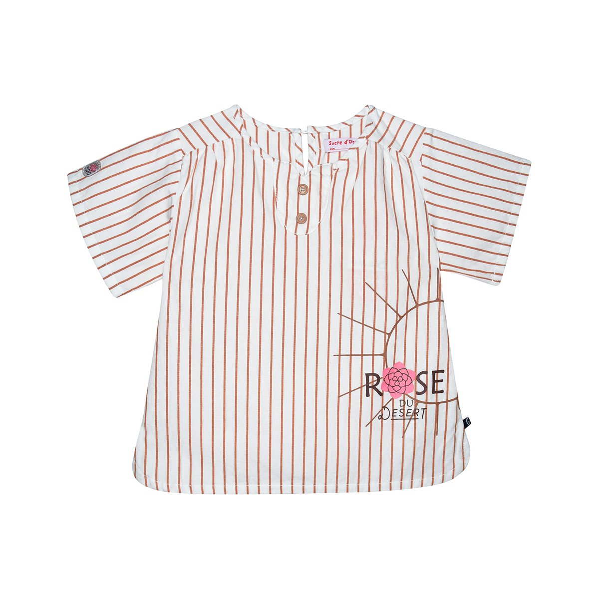 Chemise nicolette tisse teint manches courtes marron, SUCRE D'ORGE