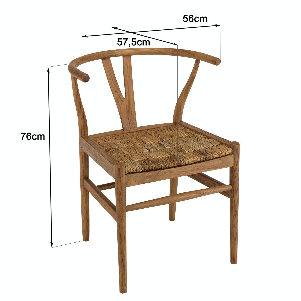 Chaise vintage bois recyclé et cannage chanvre tressé SWING bois, PIER IMPORT