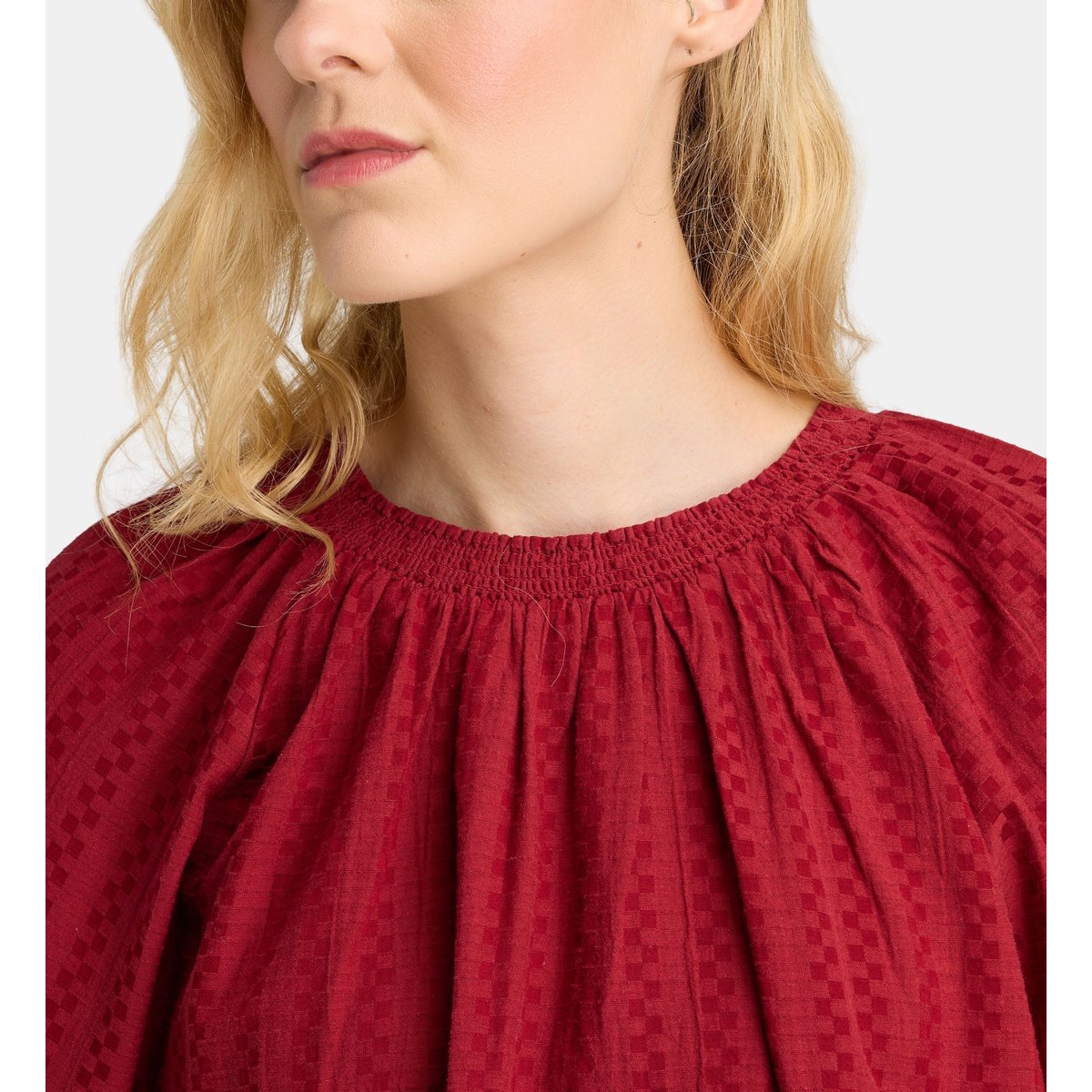 Blouse ample fleur carreaux rouge, GALERIES LAFAYETTE
