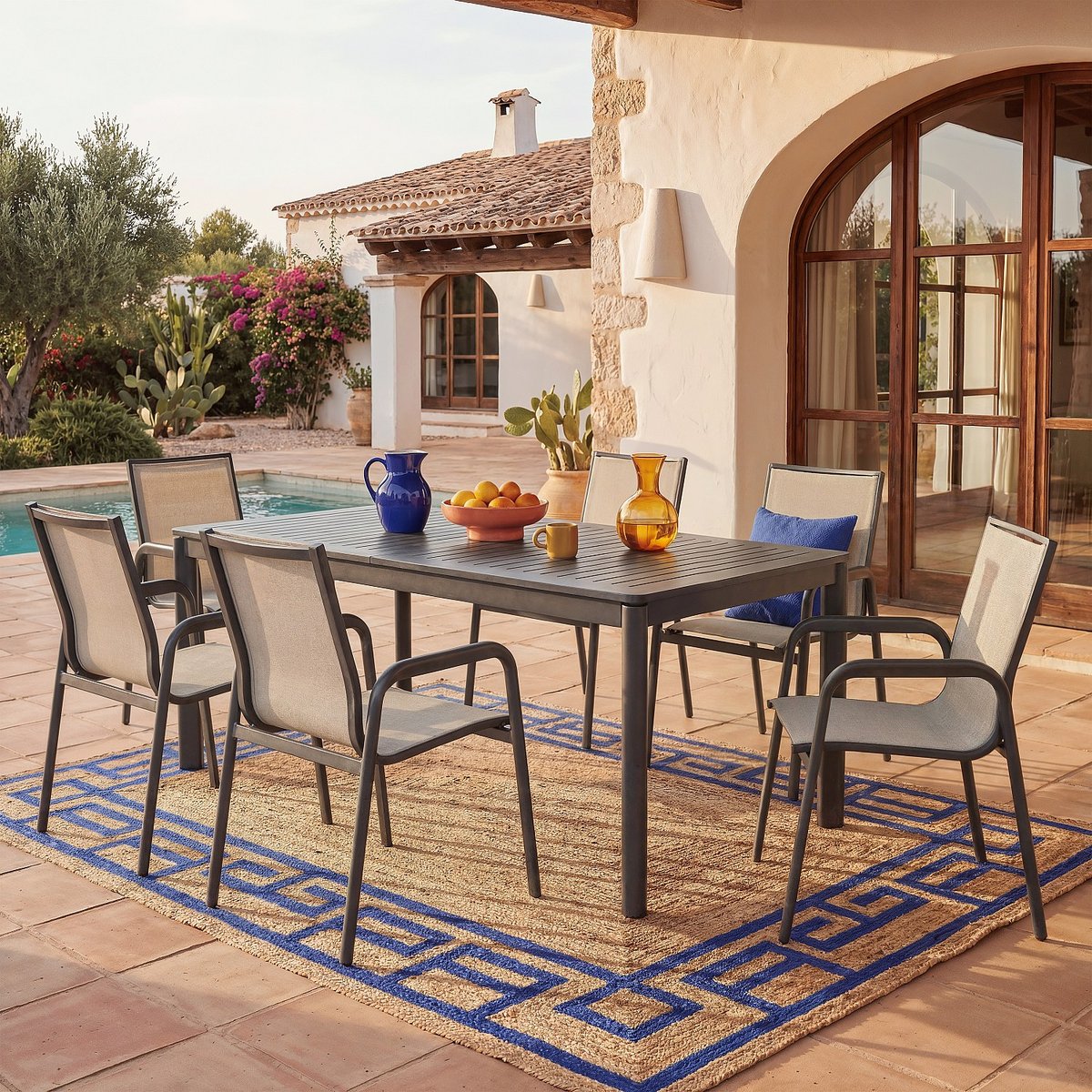 Table de jardin extensible en aluminium NISA gris anthracite, HABITAT