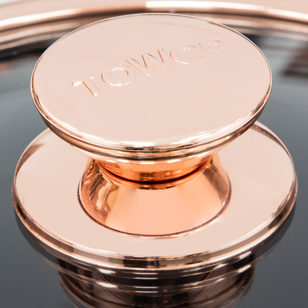 24cm Linear Casserole Dish in Black/Rose Gold black, TOWER