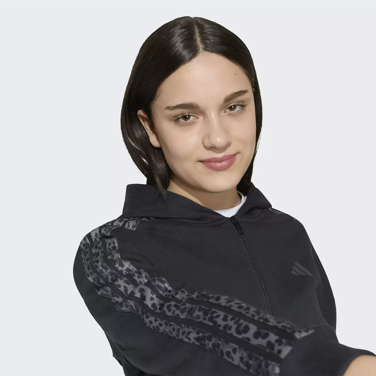 Sweat zippé avec capuche, 3 bandes, ESSENTIALS noir, ADIDAS SPORTSWEAR
