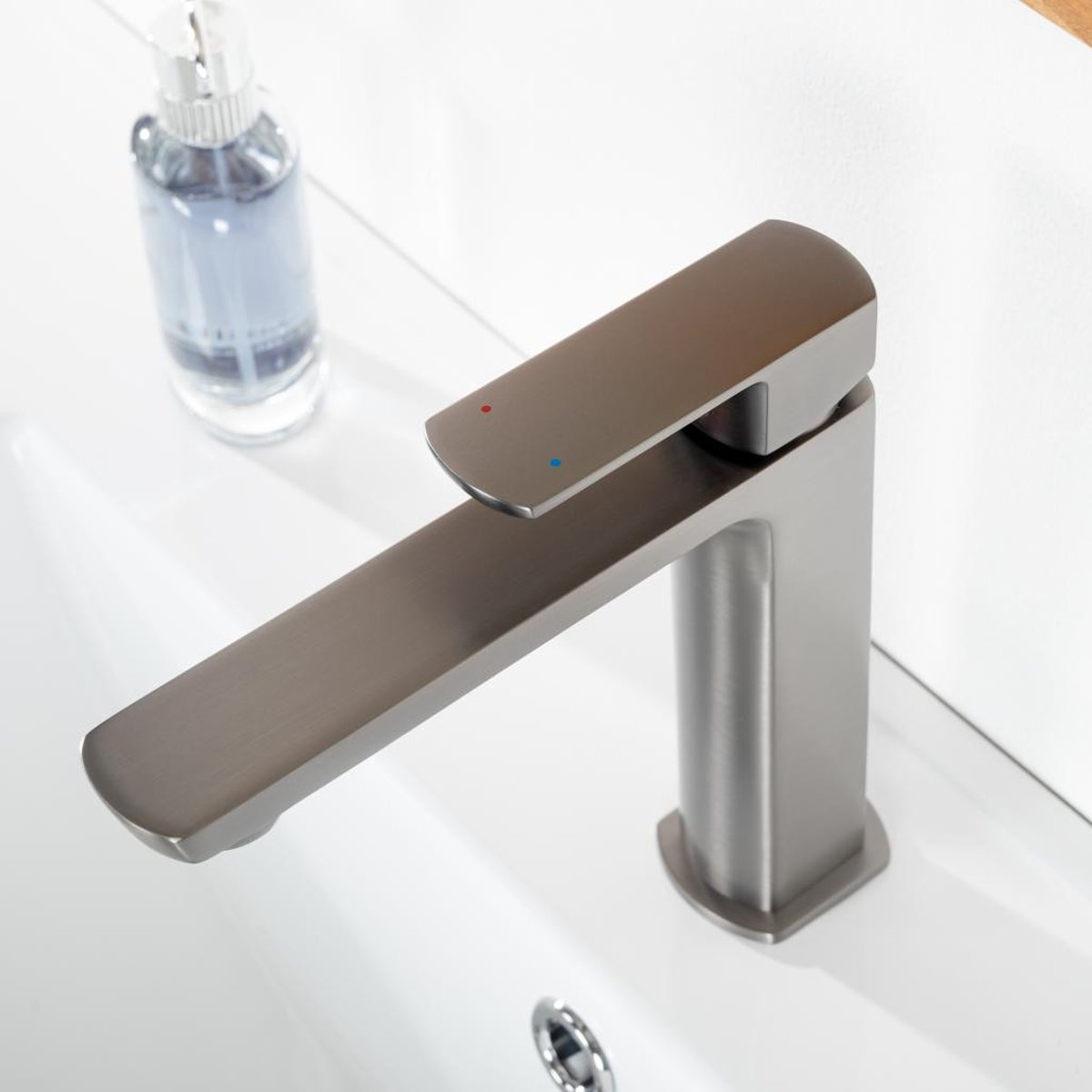 Mitigeur salle bain pour lavabo Louga métal gris, WANDA COLLECTION