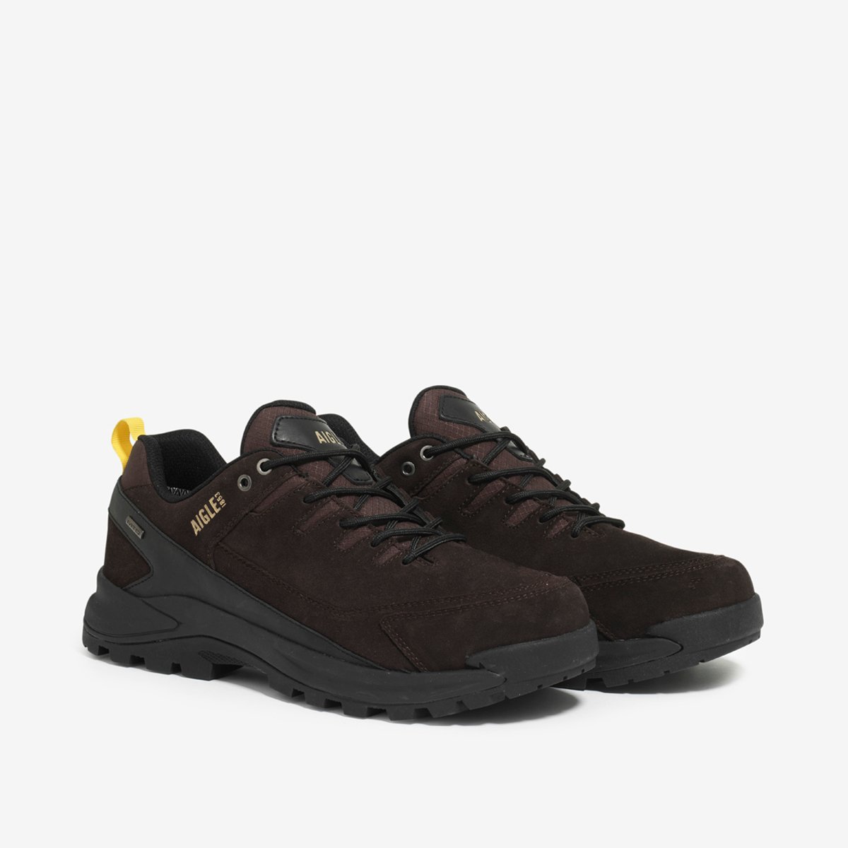 Chaussures de marche en cuir NEW PLUTNO MTDL marron foncé, AIGLE