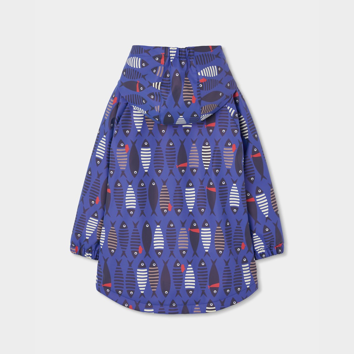 Imperméable imprimé poissons à capuche multicolore, BOBOLI