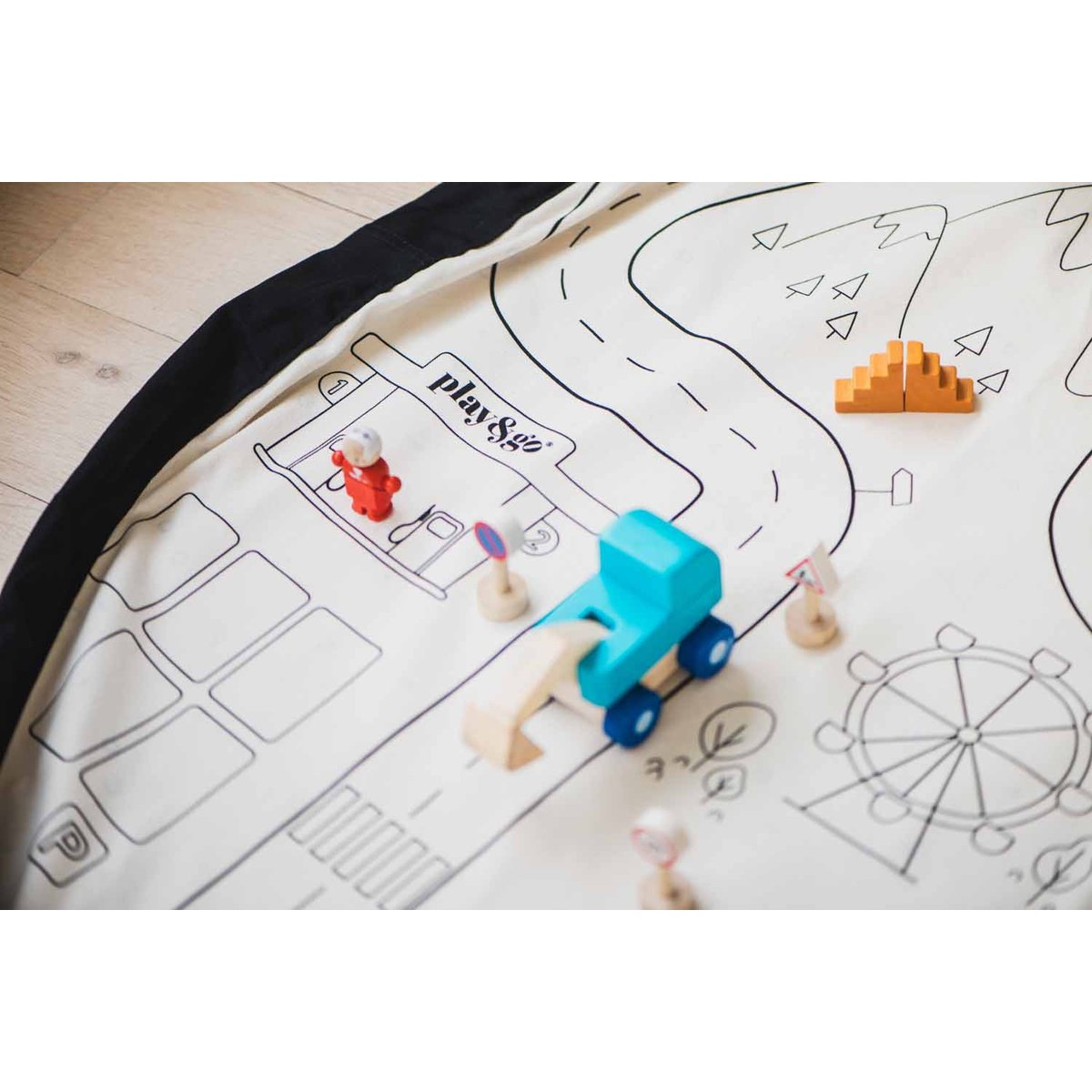 play&go - tapis de jeu & sac à jouets - playville ecru/noir, PLAY ET GO
