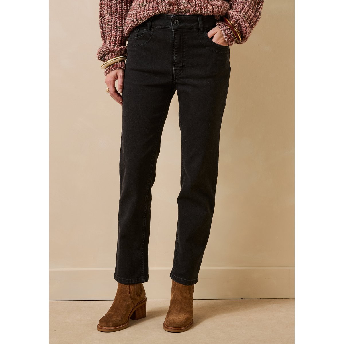 Jean slim en coton biologique dark black, LA FEE MARABOUTEE