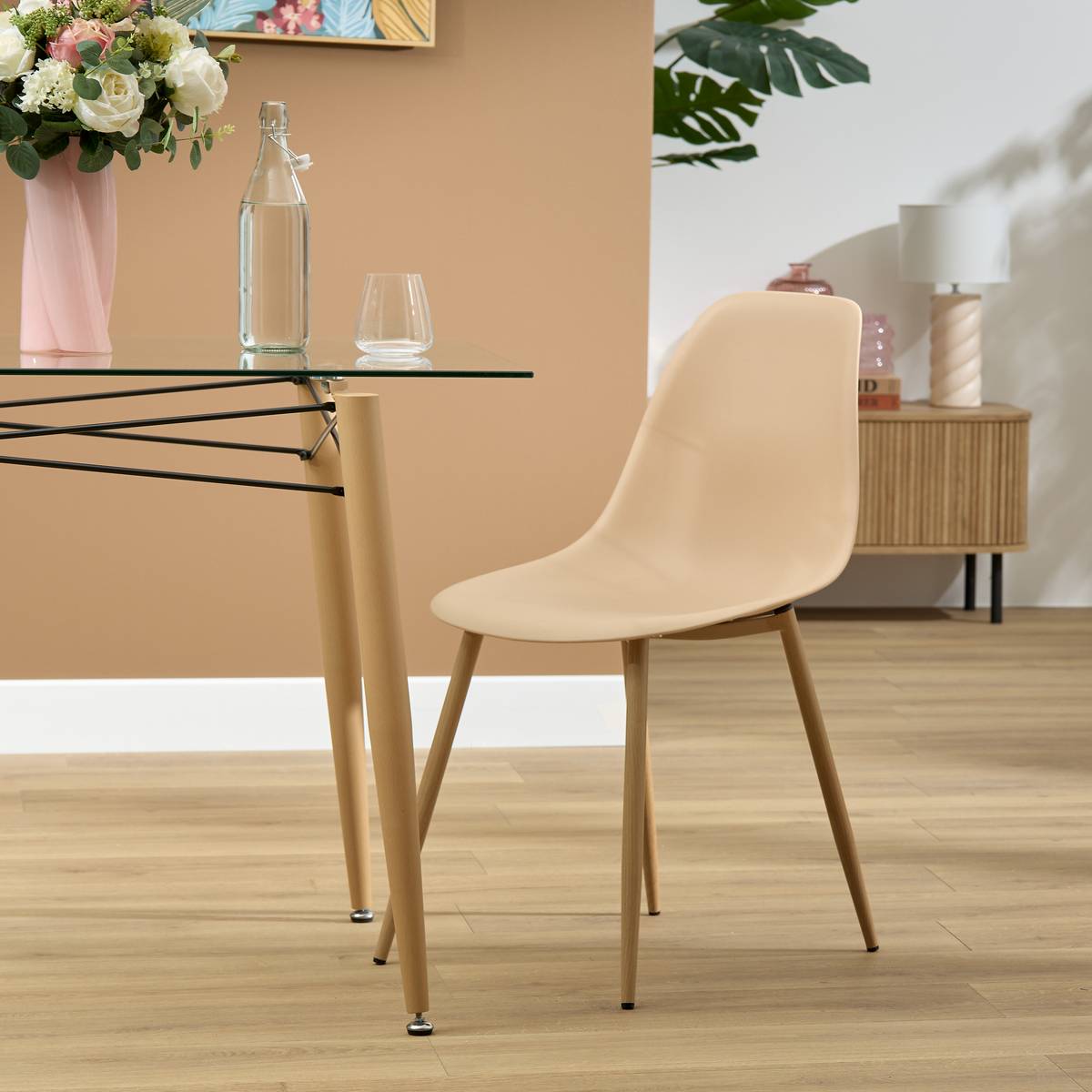 Chaise design scandinave TAHO beige, ATMOSPHERA
