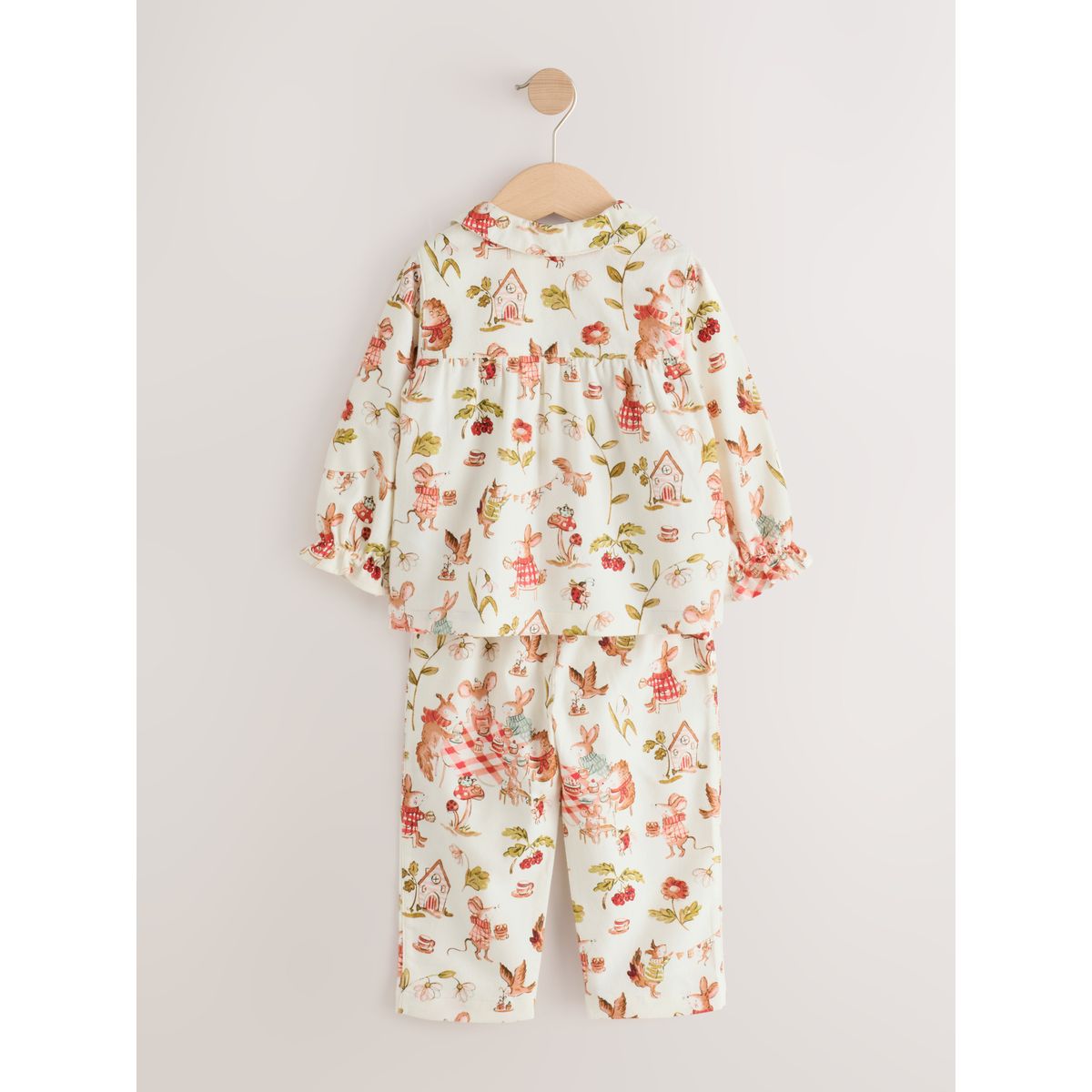 Pyjama boutonné tissé rouge et écru, NEXT