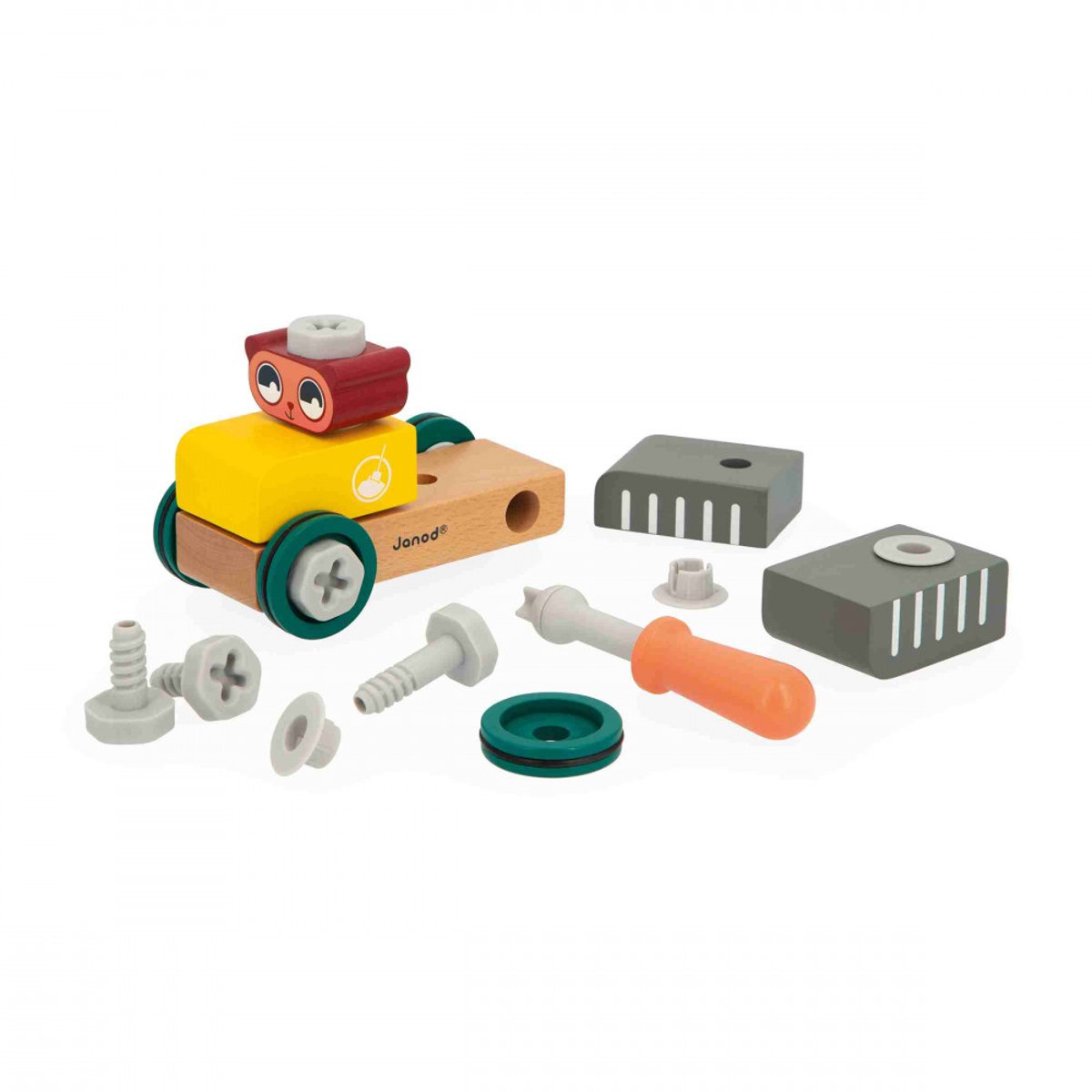 Jeu De Construction En Bois, Voiture À Bricoler multicolore, JANOD