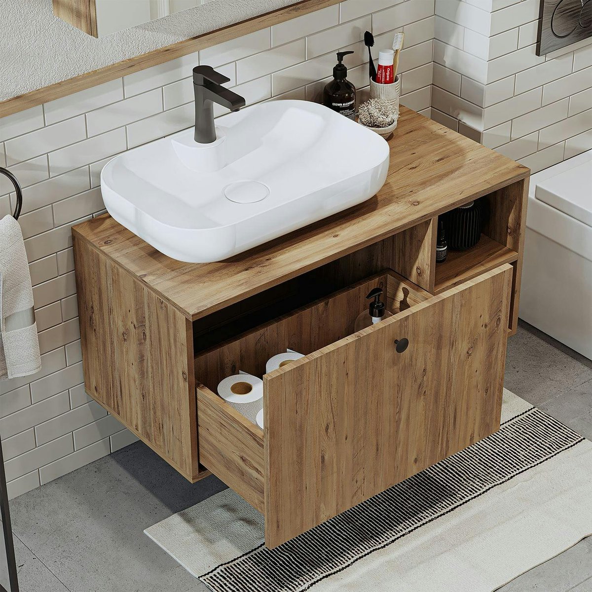 Meuble vasque mural 1 tiroir RUSH pin, PIER IMPORT