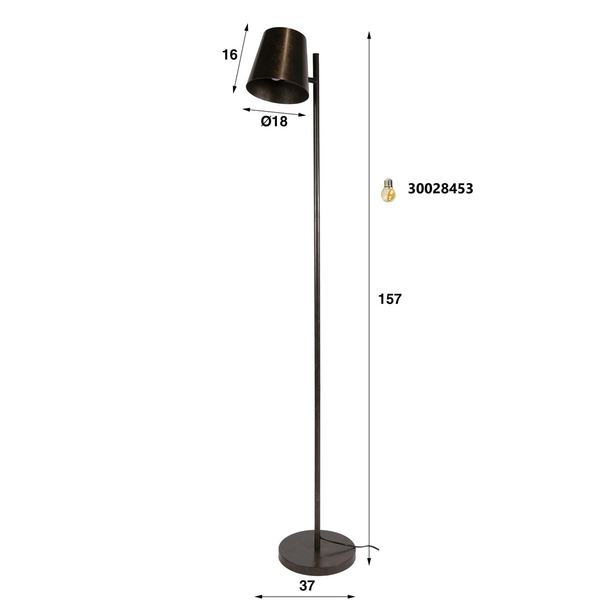 Lampadaire vintage en métal NIAGARA marron, PIER IMPORT