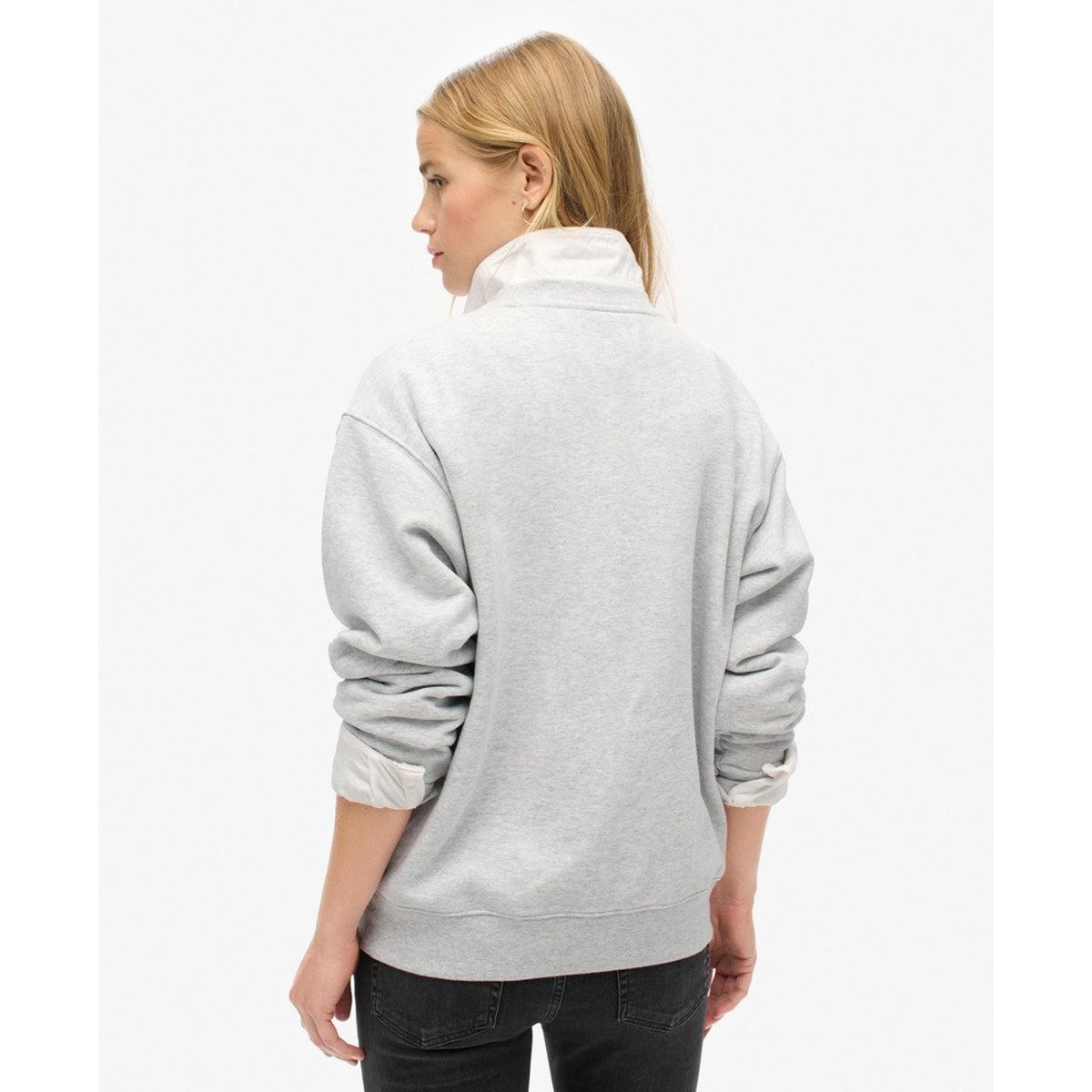 Sweat ras du cou ample Sport Luxe gris chiné cadet, SUPERDRY