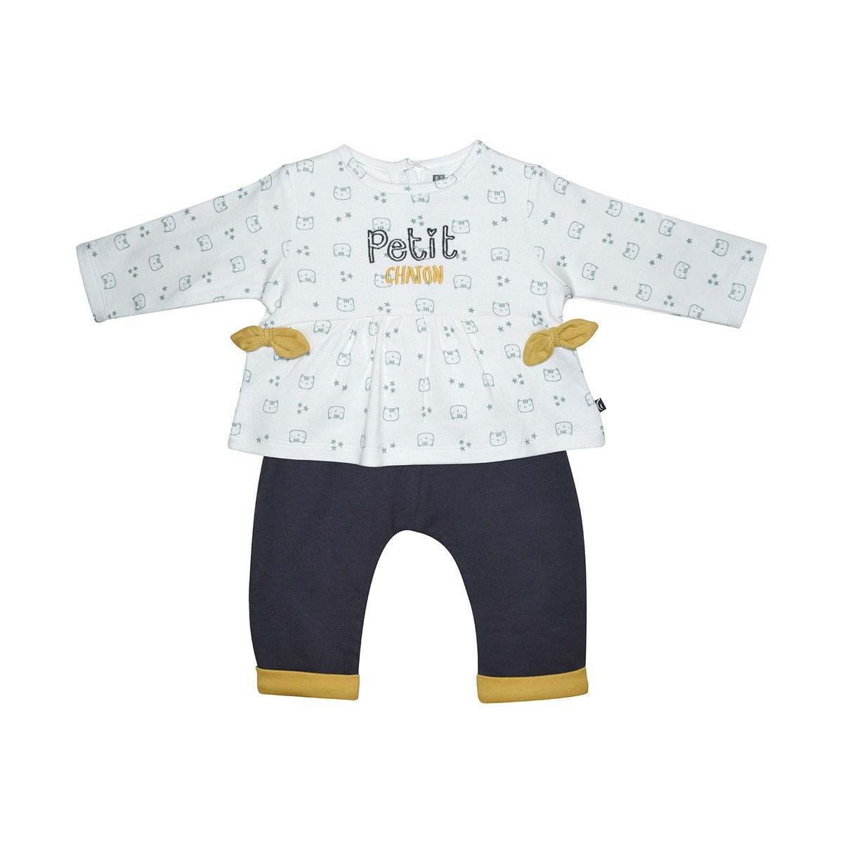 Tunique bebe + pantalon falkland gris, SUCRE D'ORGE
