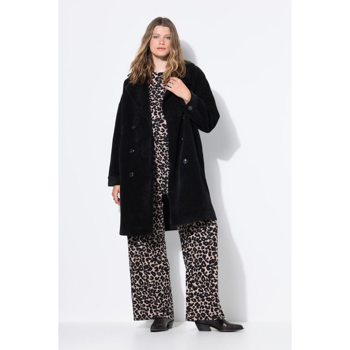 Manteau oversize à double patte noir, STUDIO UNTOLD