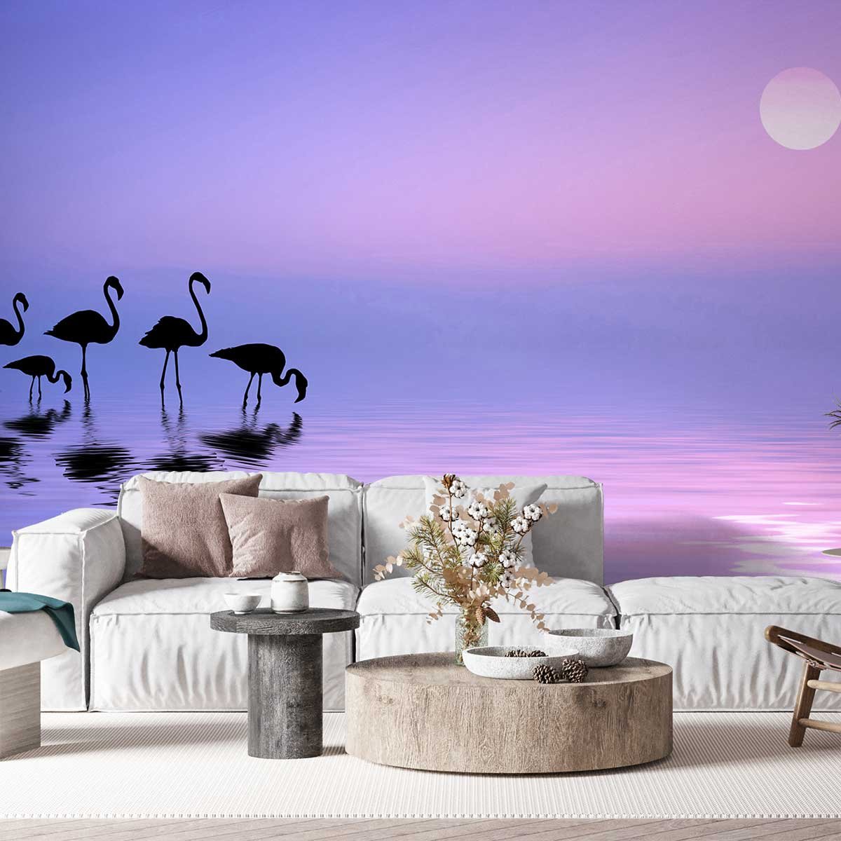 Papier peint panoramique flamingo miami intissé, HEXOA
