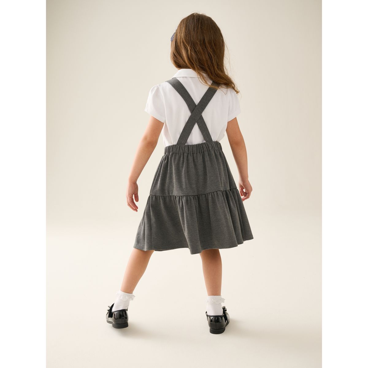 Robe chasuble d’école en jersey à volants gris, NEXT