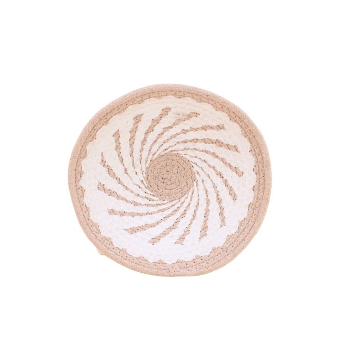 Corbeille murale ronde en corde imprimée 20cm beige, ORNAMI