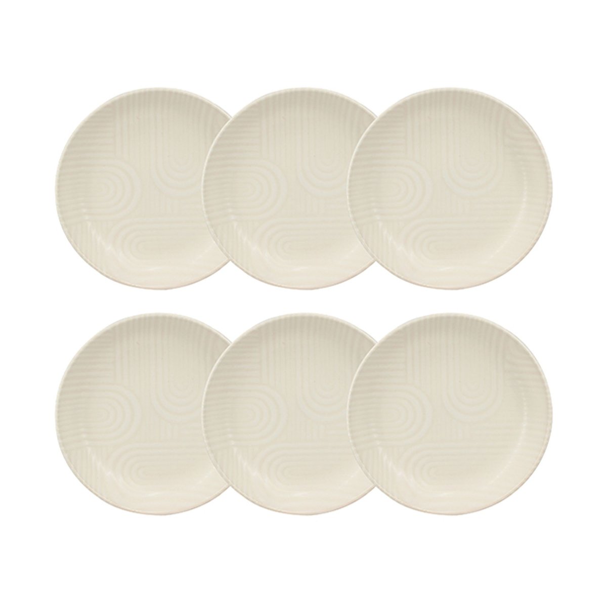 Lot de 6 assiettes creuses 20,5cm en grès, DUNE beige, NOVASTYL