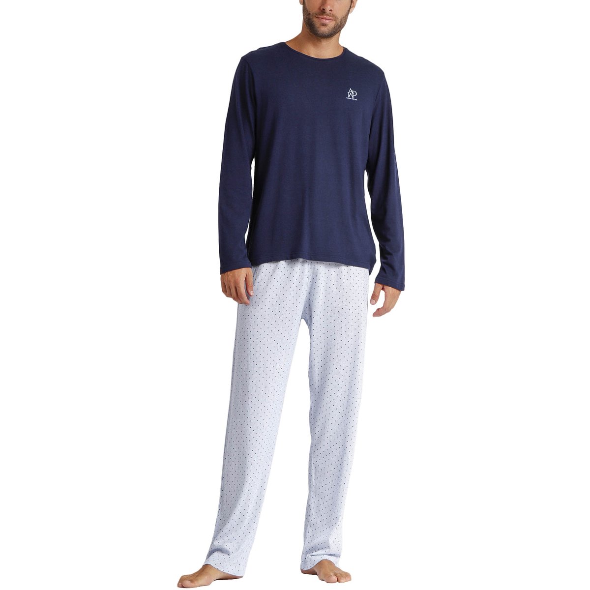 Pyjama pantalon top manches longues Stripes And Dots bleu, ADMAS