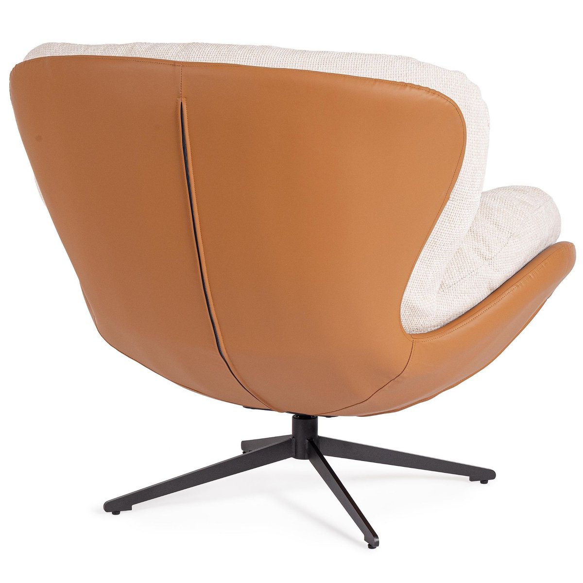 Fauteuil relax pivotant tissu/simili écru/cognac - NINO beige, HELLIN, DEPUIS 1862
