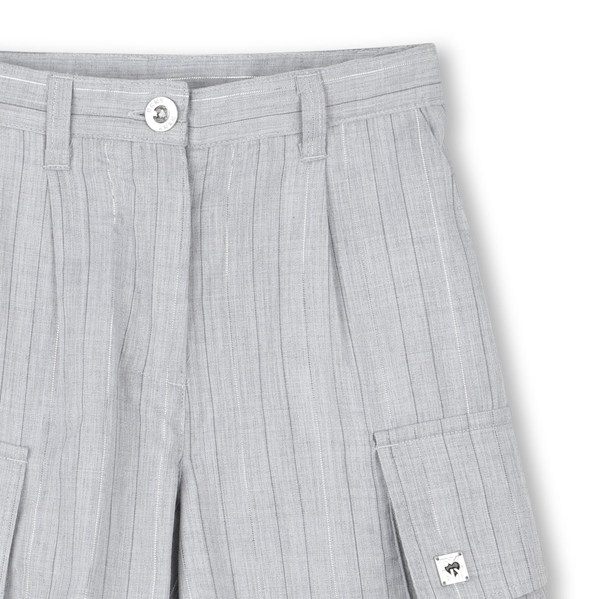 Short long à rayures tissées gris clair chine, DKNY