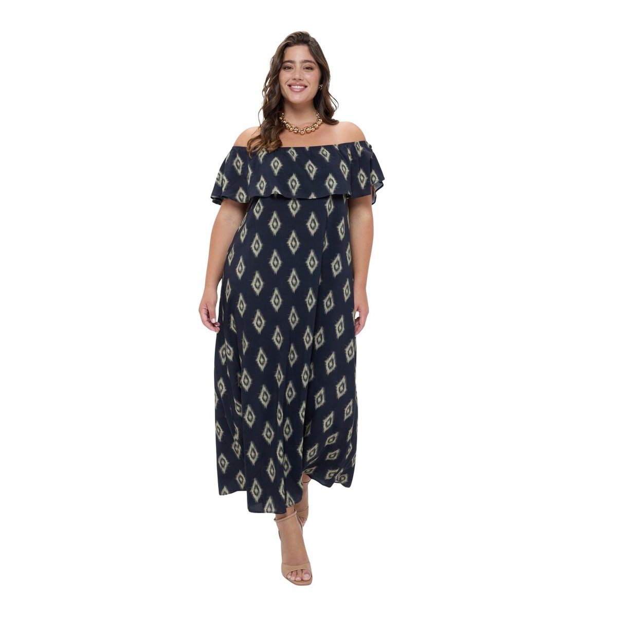 Robe Chill épaules dénudées avec imprimé noir, FIORELLA RUBINO