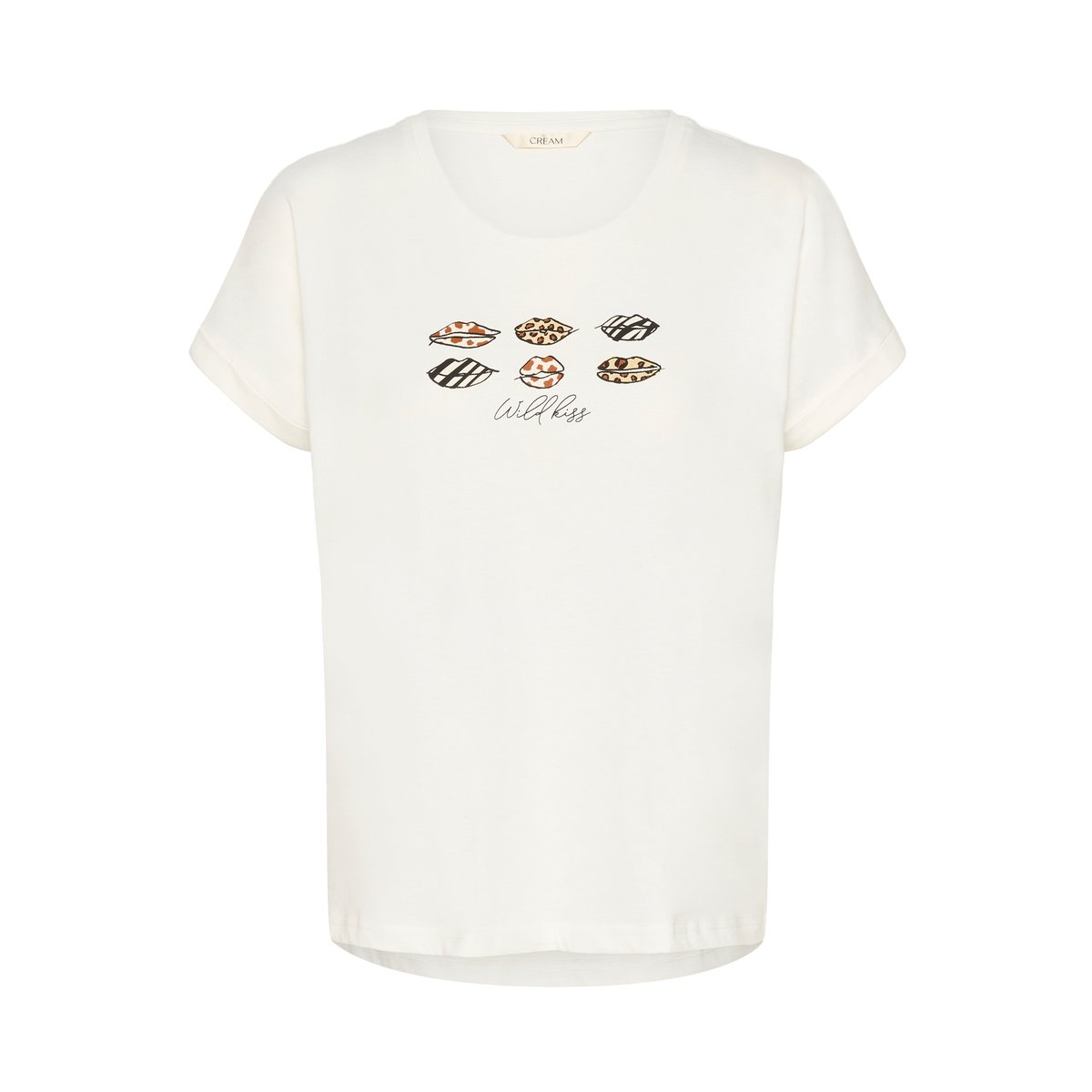 T-shirt à manches courtes blanc animal lips, CREAM