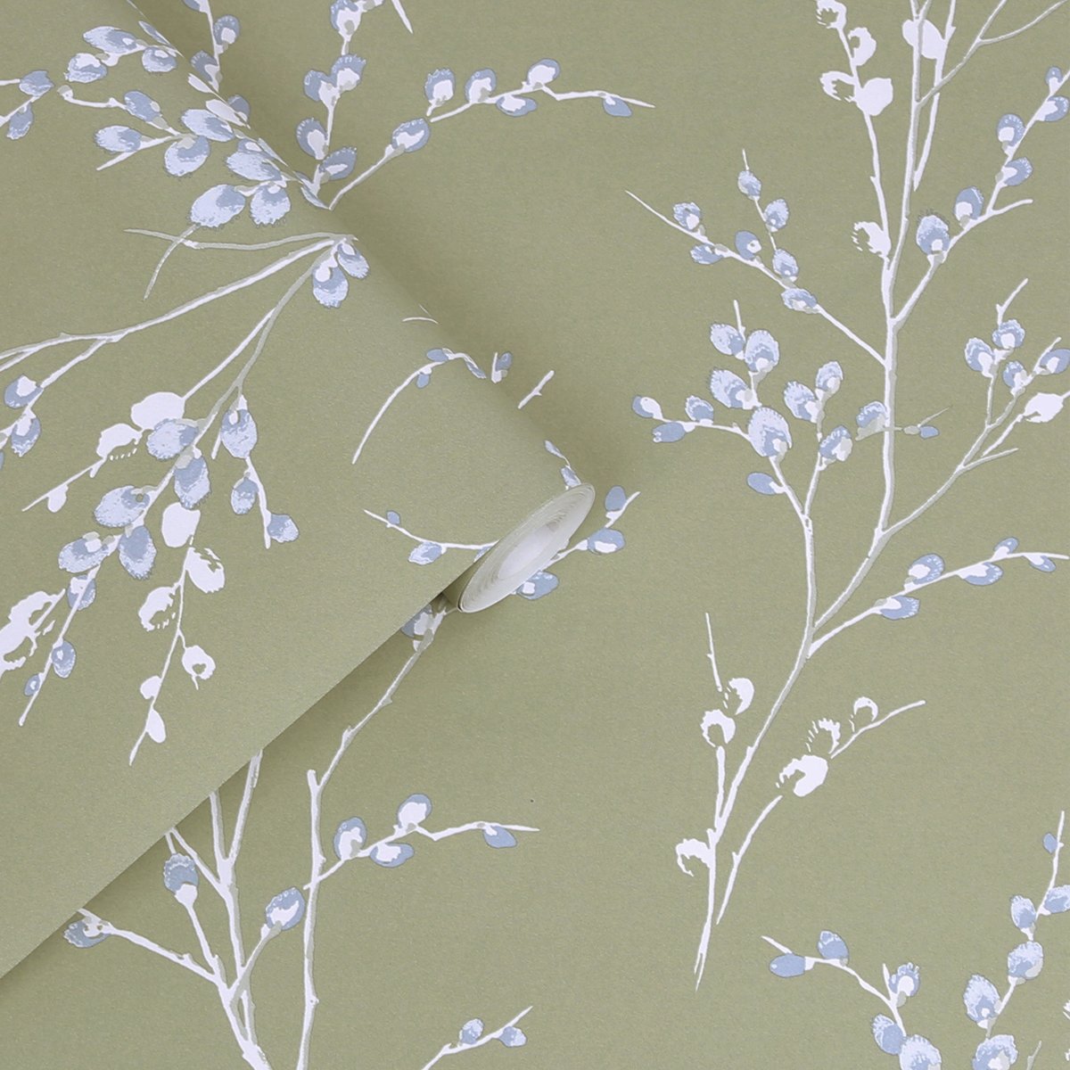 Papier peint Branches de saule Pussy Willow vert, LAURA ASHLEY