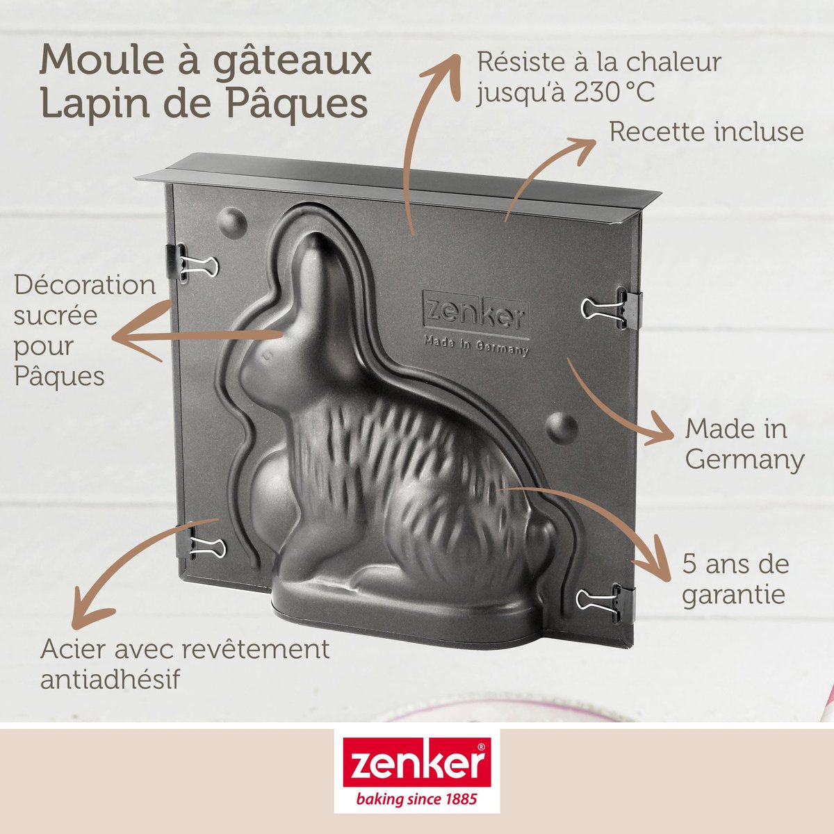 Moule à gâteaux 3D en forme de lapin de Pâques noir, ZENKER