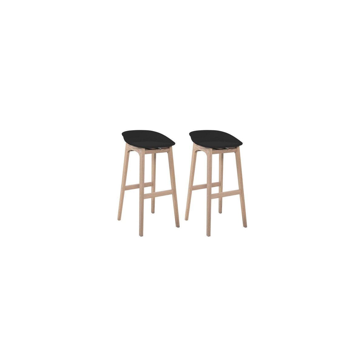 Lot de tabourets de bar en bois 65cm RIVA noir, MOB IN