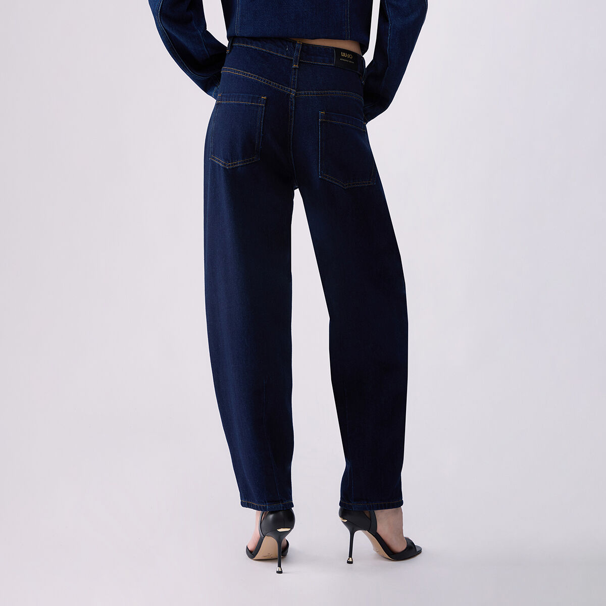 Jean taille haute avec strass délavage normal, LIU JO