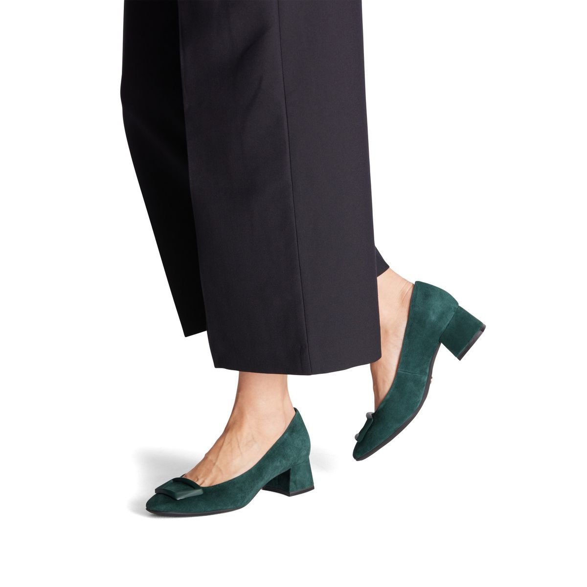 Escarpin en cuir daim vert, TAMARIS