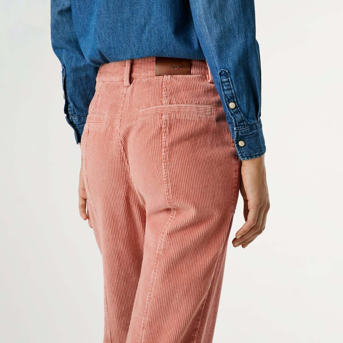 Pantalon Droit En Velours Côtelé rose ardoise, PEPE JEANS