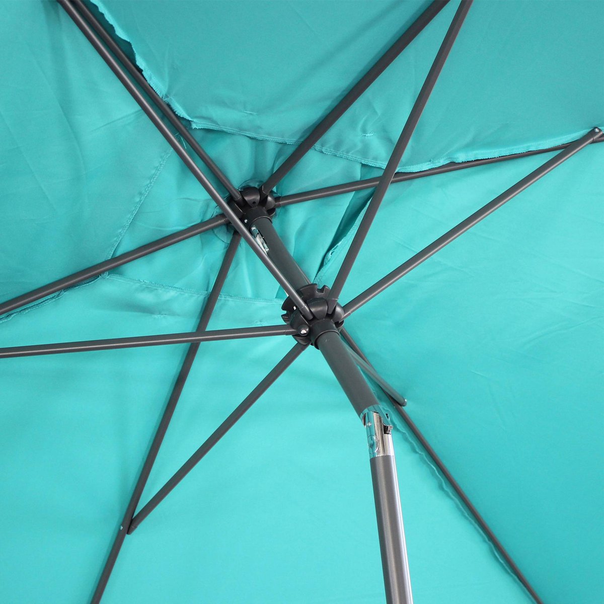 Parasol mât central rectangulaire 2x3m, mât effet bois TOUQUET turquoise, SWEEEK