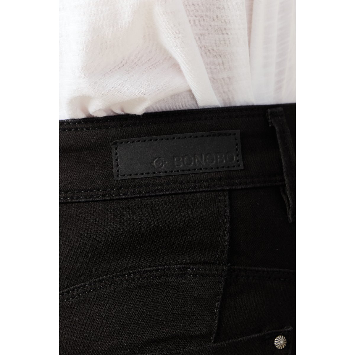 Jeans skinny push up 7/8ème denim noir, BONOBO