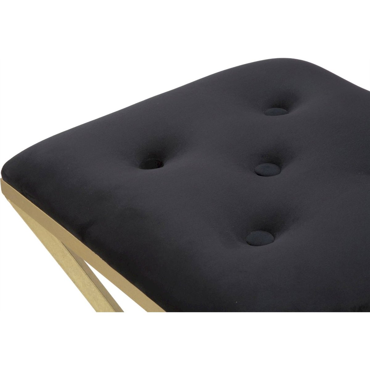 Tabouret de bar métal et verre capitonné GLAM doré et noir, RECOLLECTION