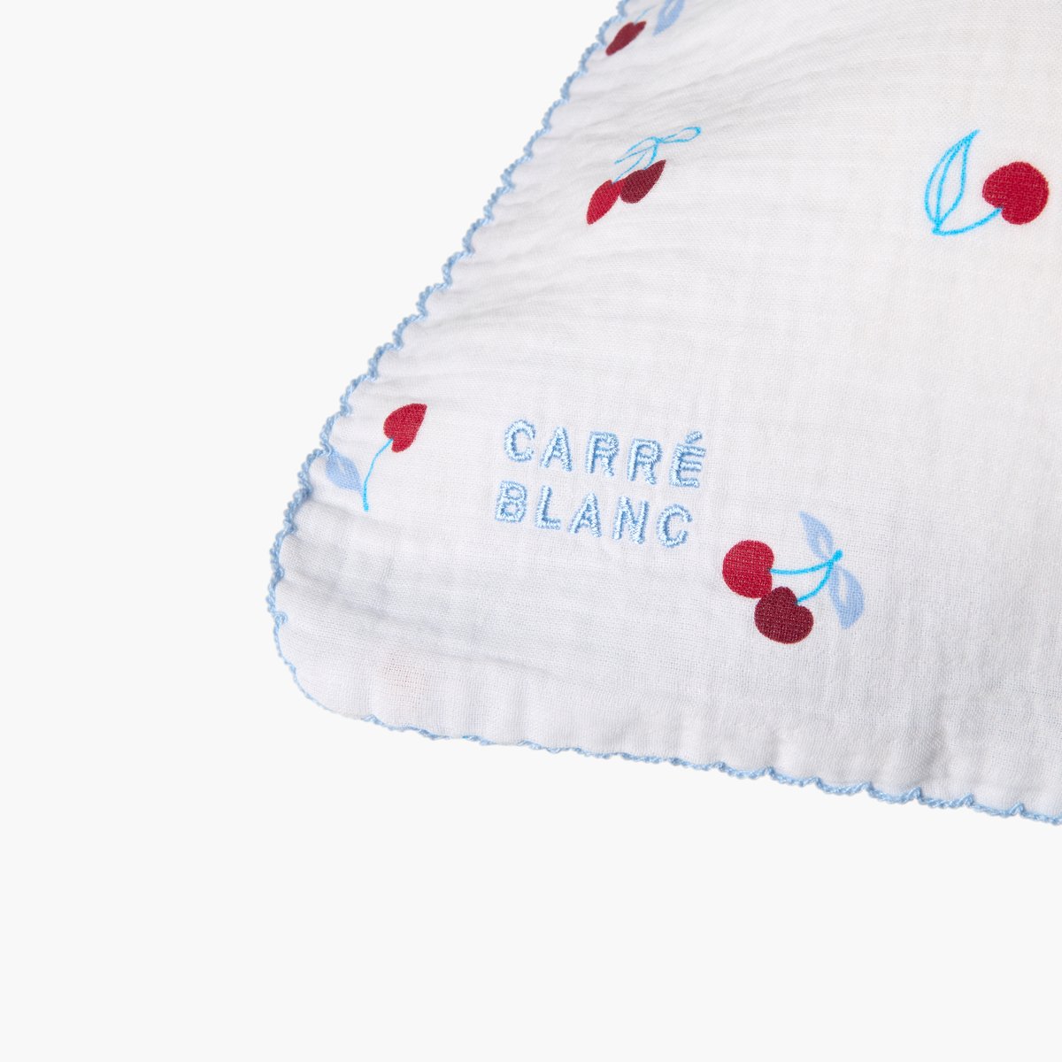 Taie d'oreiller rectangulaire gaze de coton Abelia acajou floral ABÉLIA ciel/cerise, CARRE BLANC