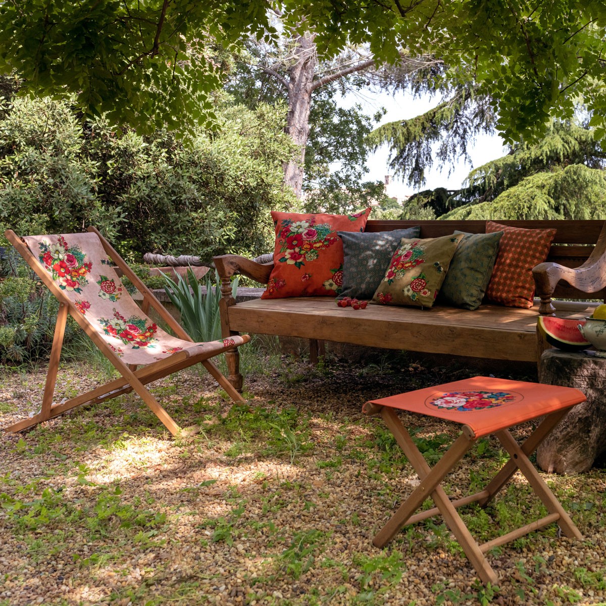 Housse de coussin extérieur HANAMI doré, VENT DE BOHÈME