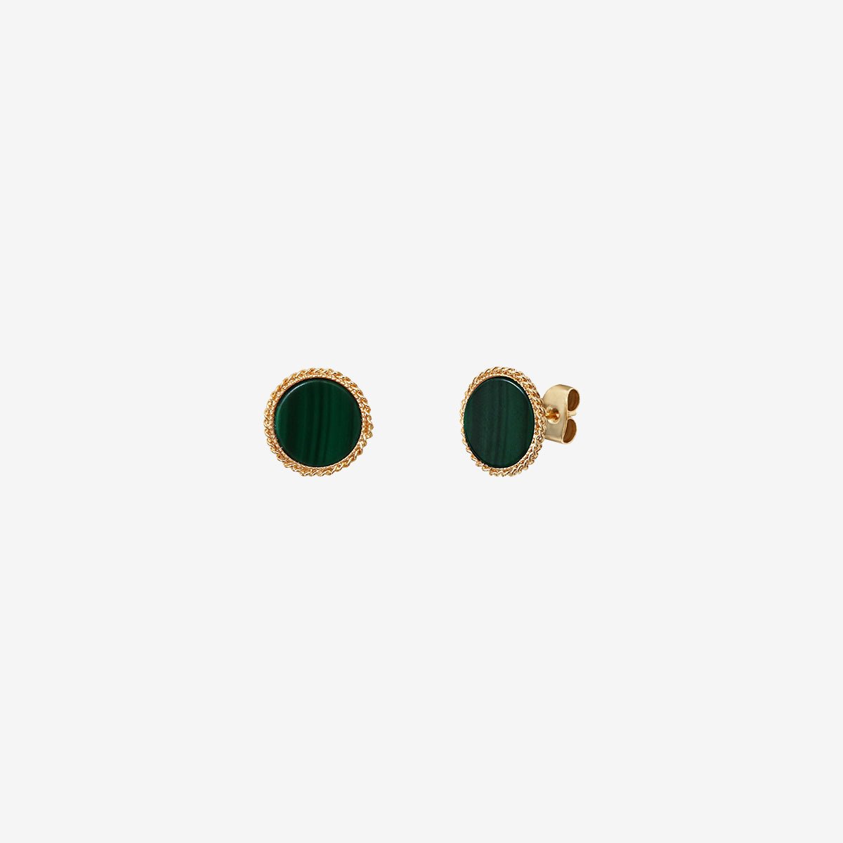 Boucles d'oreilles dorées malachite - lady malachite vert, CAROLINE NAJMAN