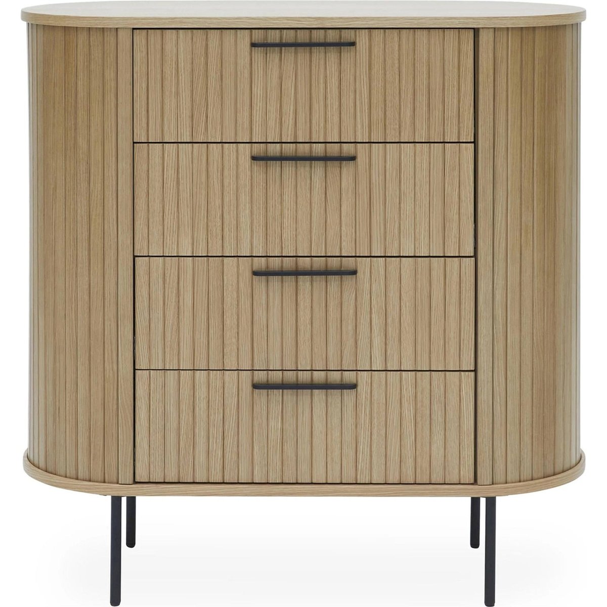 Commode VELLORE façades rainurées effet chêne chêne naturel et noir, RECOLLECTION