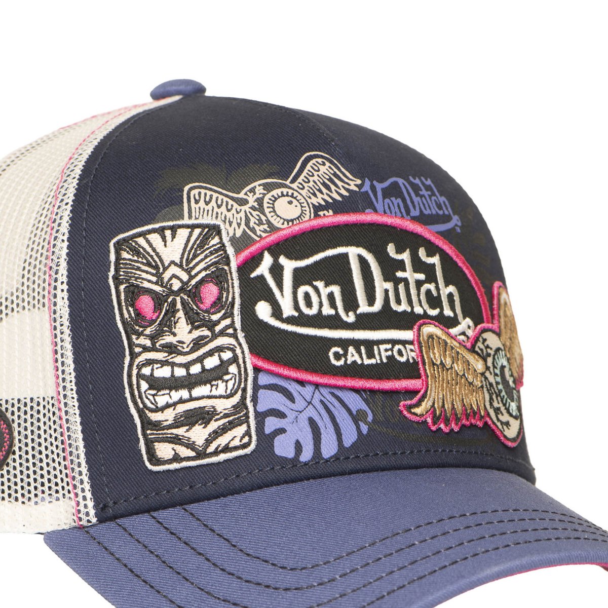 Casquette Trucker Patches violet/bleu foncé/rose/beige, VON DUTCH