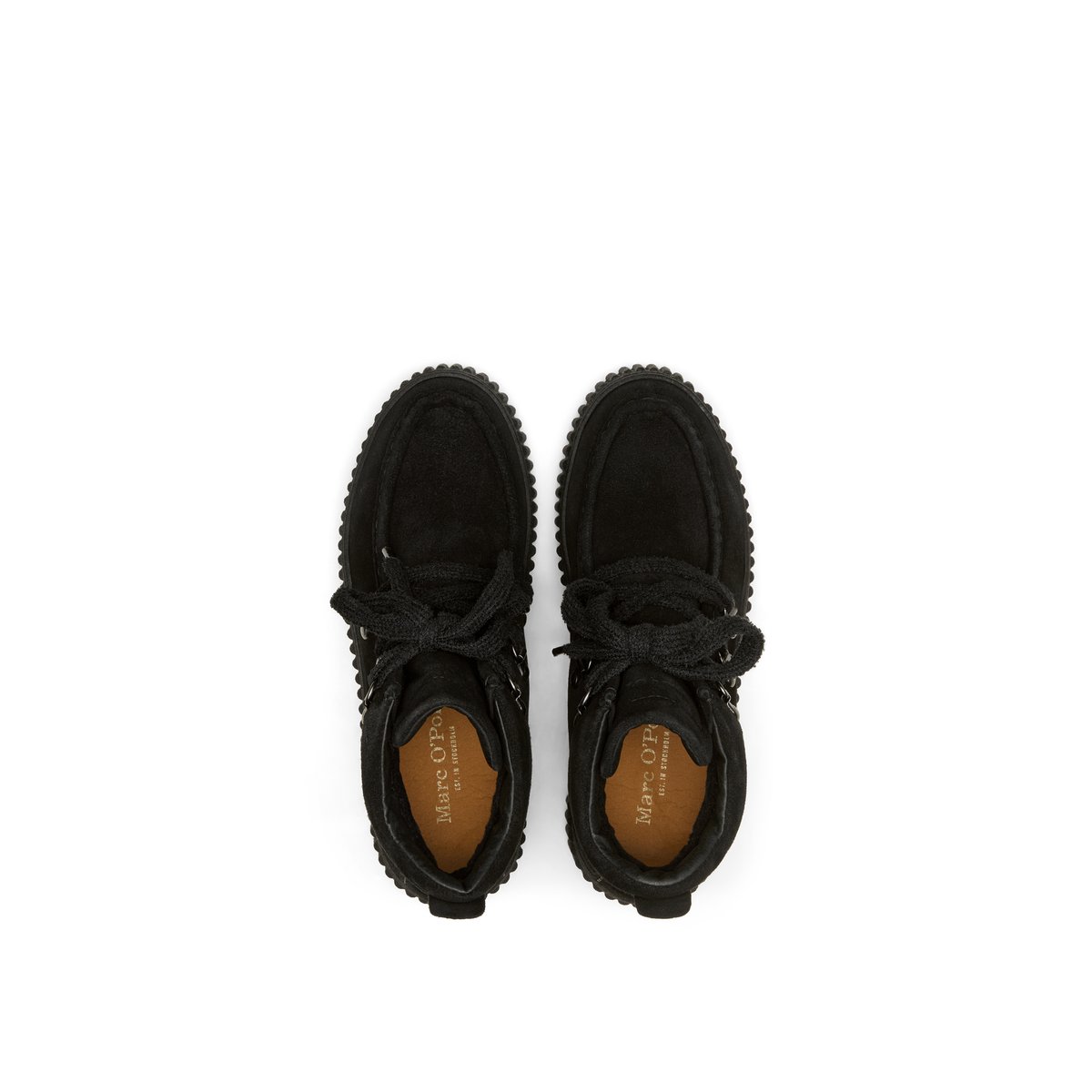 Bottes à lacets modèle Bianca avec semelle compensée rainurée marquante noir, MARC O'POLO