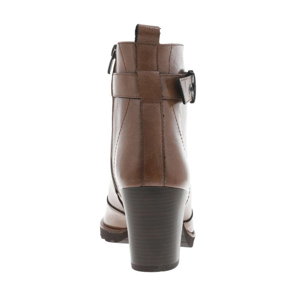 Boots en cuir taupe à semelle à talon décroché haut avec deux fermetures taupe, DORKING