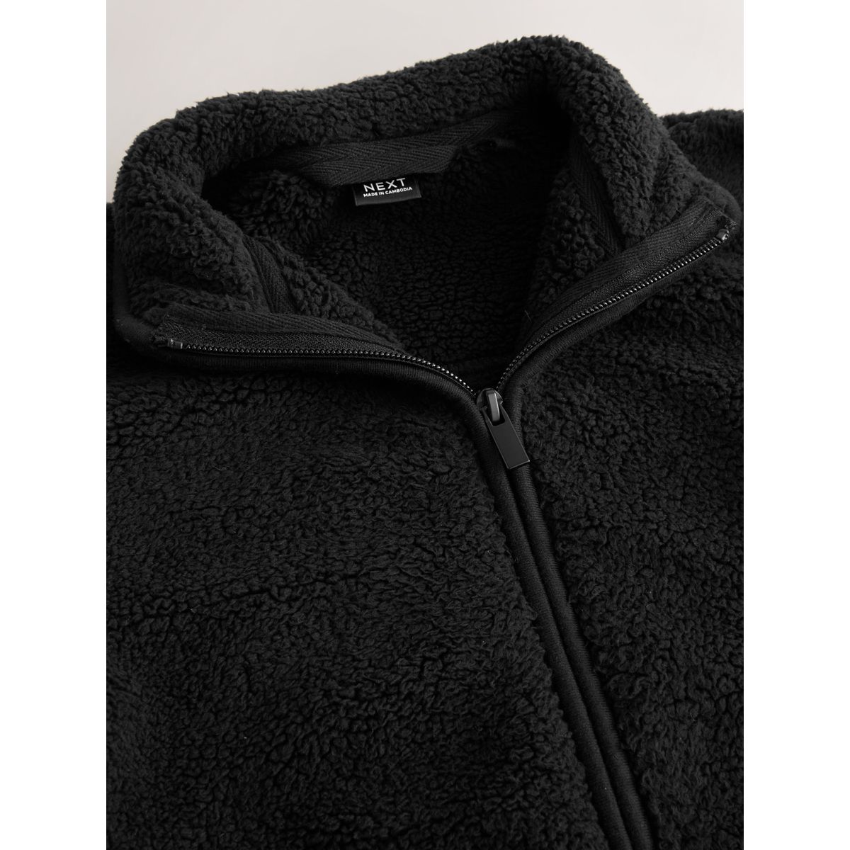 Veste zippée en polaire/peau lainée à poches noir, NEXT