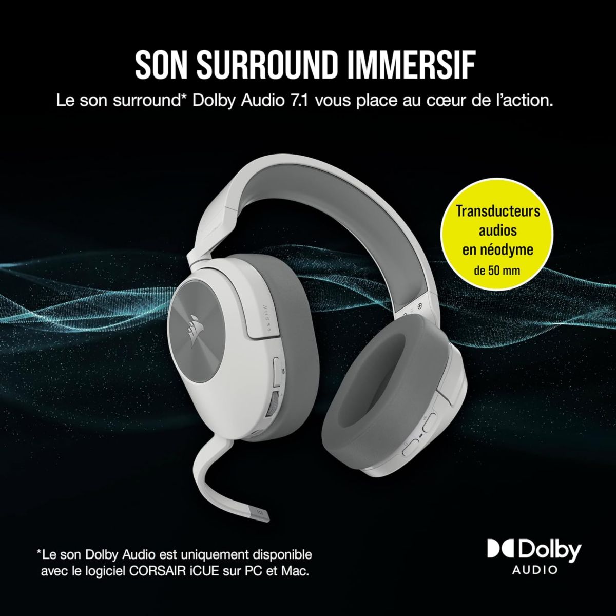 Casque gamer HS55 Stereo Headset white couleur unique, CORSAIR